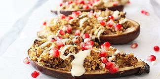 Vinete umplute cu quinoa albă, turmeric și rodie. Rețetă vegetariană